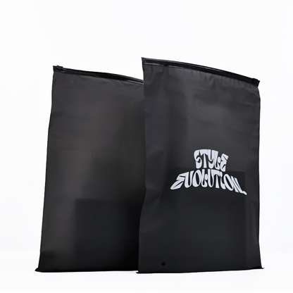 Black semi-transparent frosted zipper bag