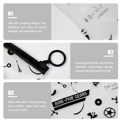 Black pull ring pattern single side full print frosted zipper bag