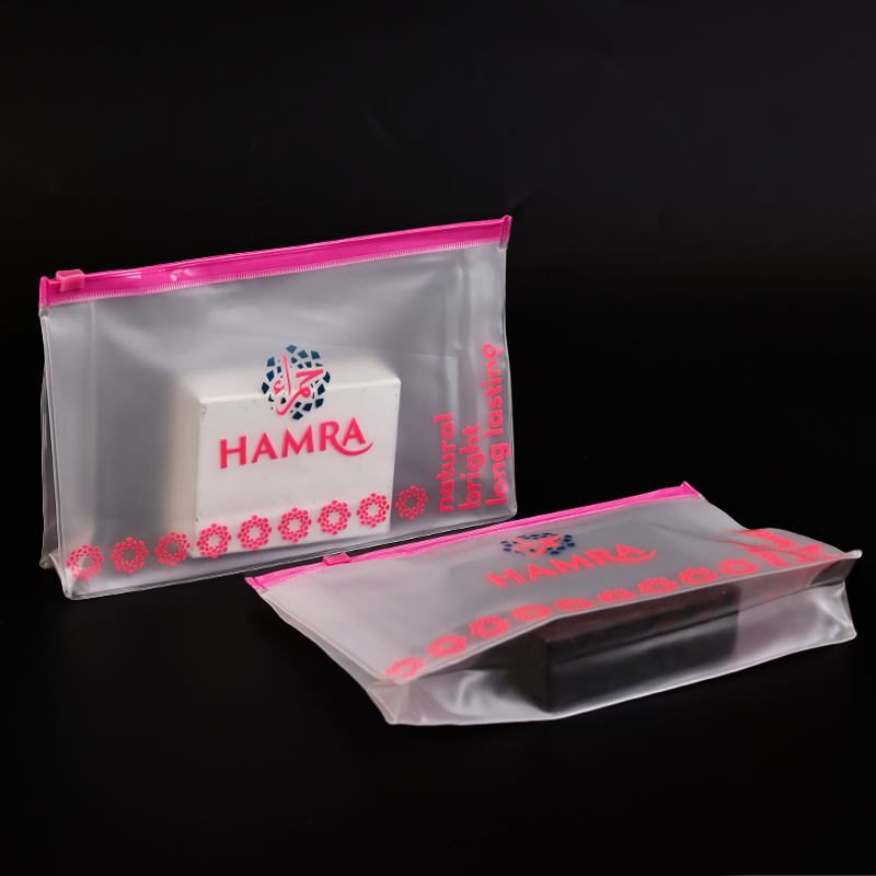 Transparent frosted bottom design pink ziplock bag