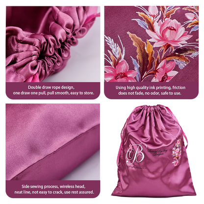 Purple Large Size Satin Drawstring Bag