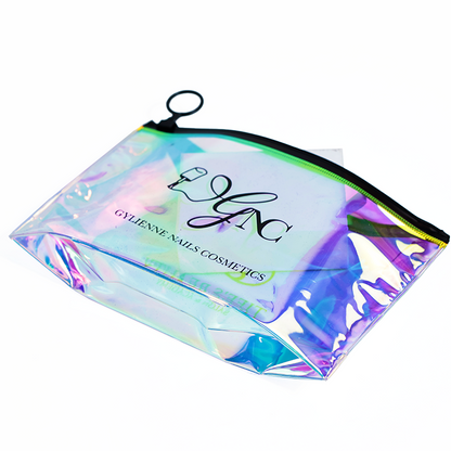 Transparent laser bottom PVC zipper bag