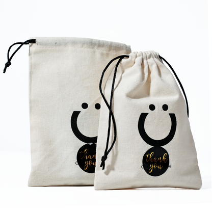 Off-white cotton drawstring bag
