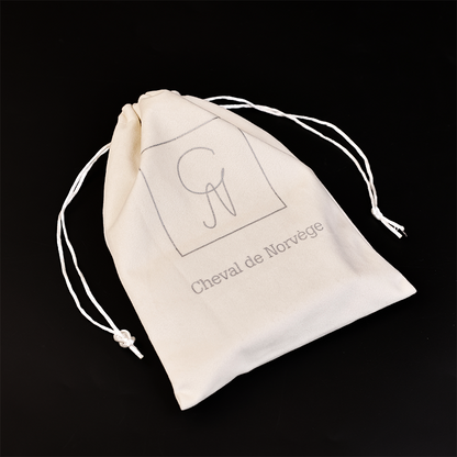 Light brown patterned silver flannel drawstring bag