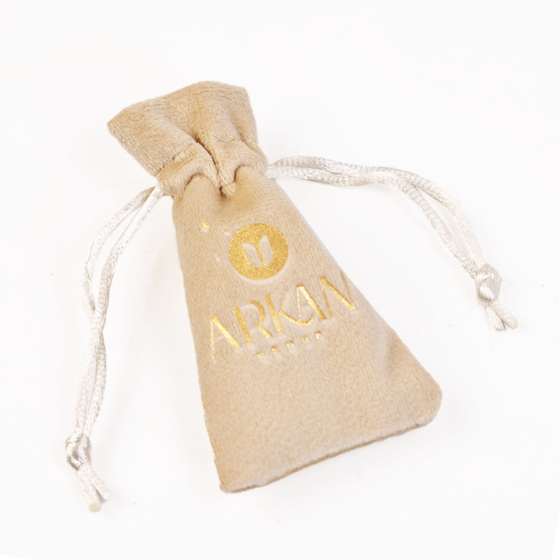 Small size gold foil velvet drawstring bag