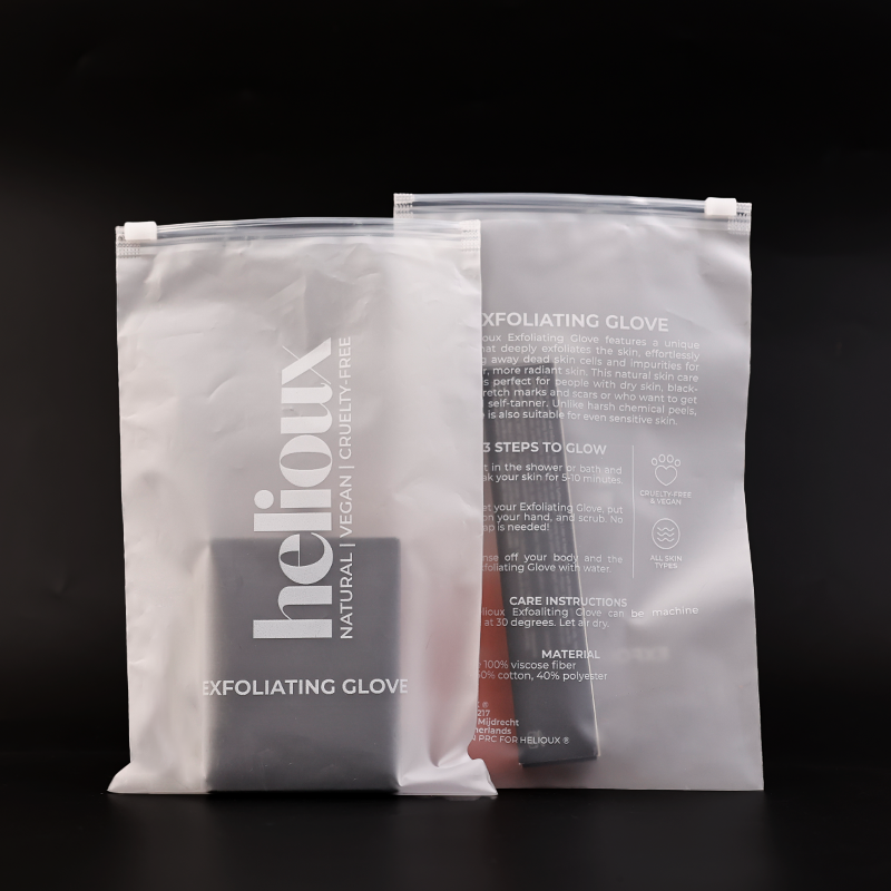 Small size transparent frosted long zipper bag