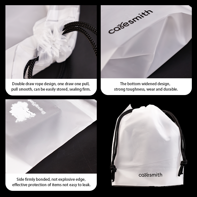 Transparent frosted bottom drawstring bag