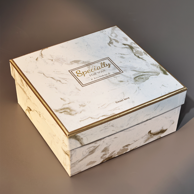 Square marble pattern gold-stamped gift box