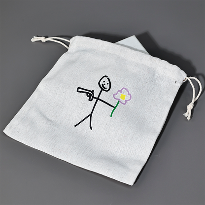 White small size canvas drawstring bag