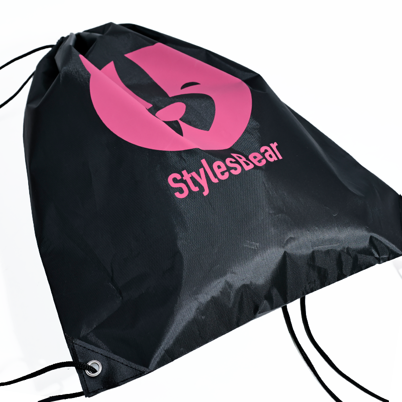 Black polyester backpack bag