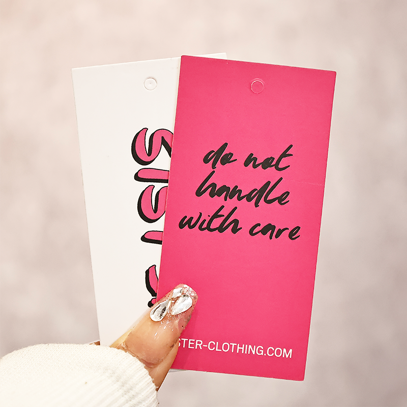 Pink double-sided pattern printing tag