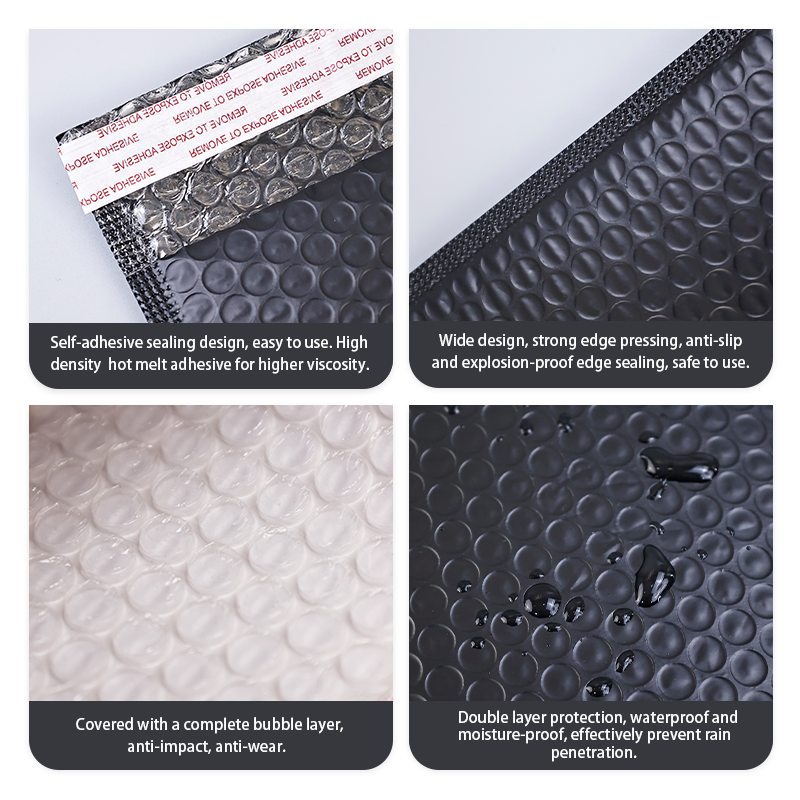 Co-extruded bubble courier bags with the same pattern and in different sizes