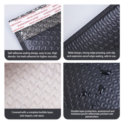 Co-extruded bubble courier bags with the same pattern and in different sizes