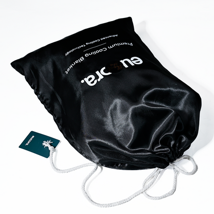 Black silk drawstring bag