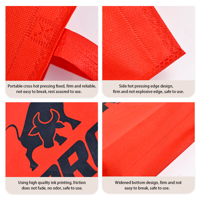 Red bottom non-woven bag