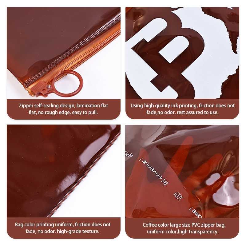 Brown Large Size PVC Zipper Bag
