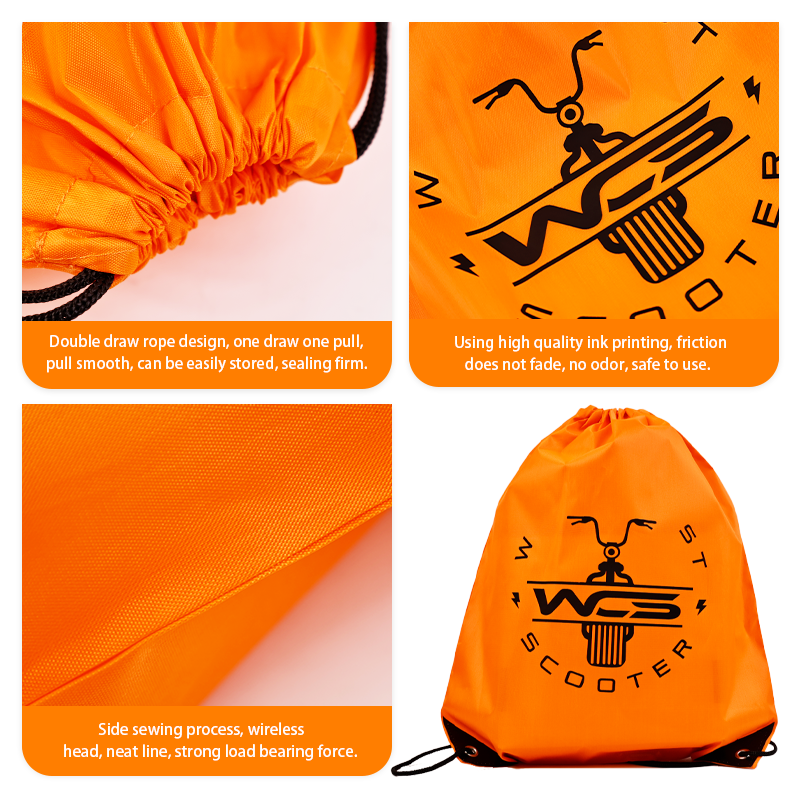 Orange Backpack Drawstring Pocket