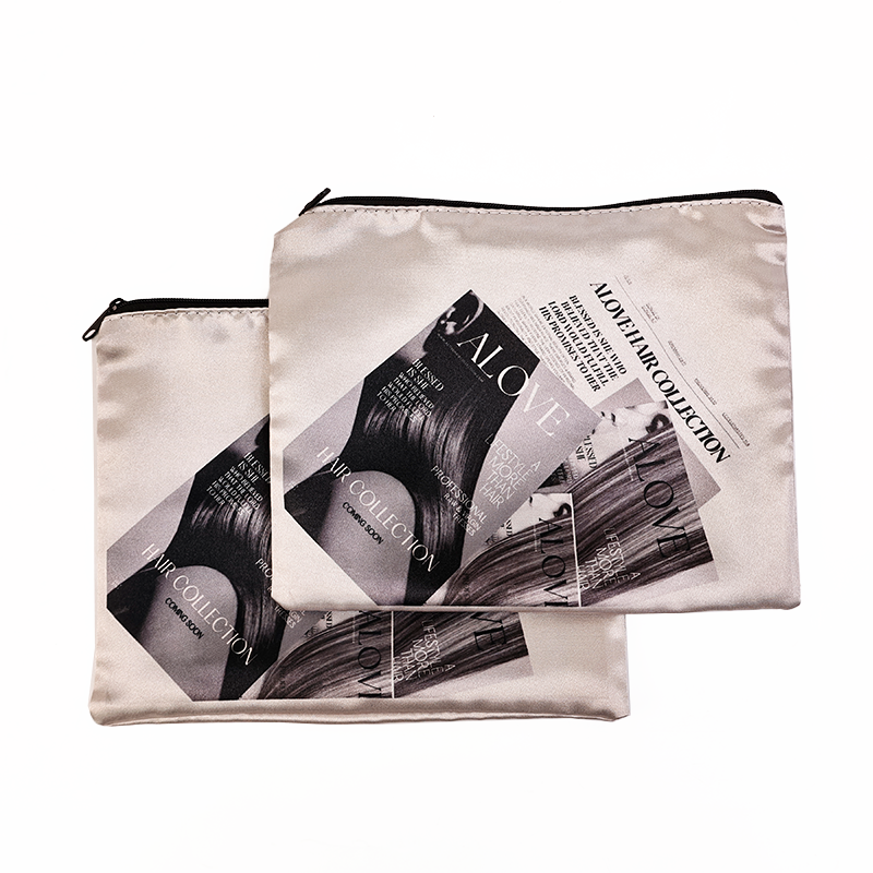 All over printed silk zipper bag
