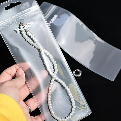Long transparent frosted PVC zipper bag with hook