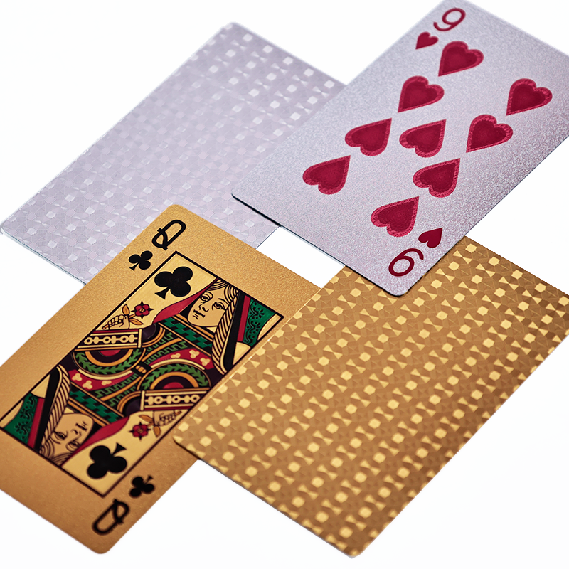 Gold and silver full-page glitter poker cards