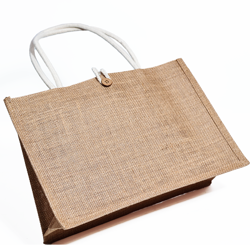 Button closure linen tote bag