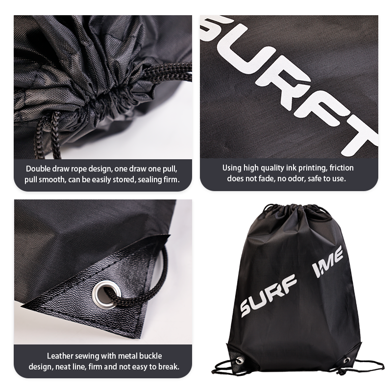Black Backpack Drawstring Pocket