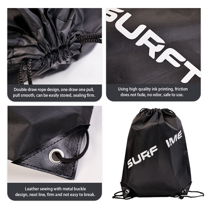 Black Backpack Drawstring Pocket