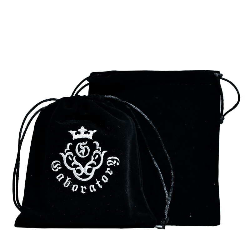 Small size black flannel drawstring bag