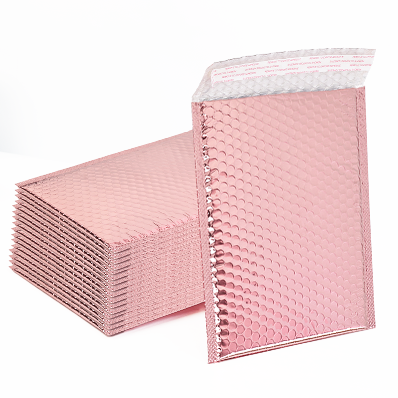 Pink gold self-adhesive aluminized bubble courier bag