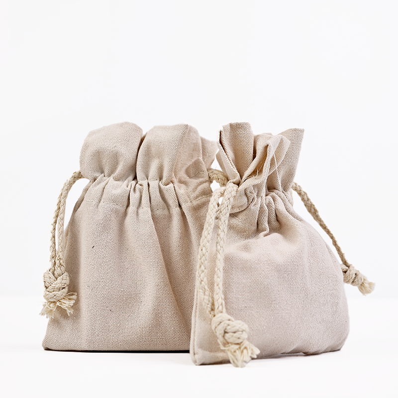 Small size linen drawstring bag