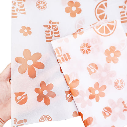 White Shirley Paper Print Orange Pattern Wrapping Paper