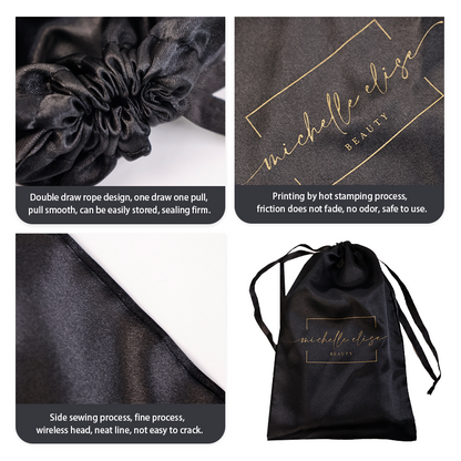Black pattern gold-stamped drawstring bag