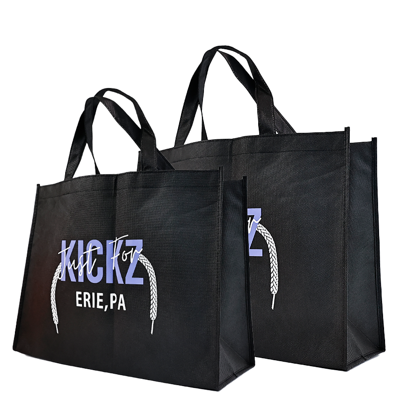 Black non-woven tote bag with bottom