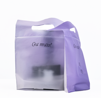 Purple single-sided transparent four-finger hand-held frosted bottom zipper bag