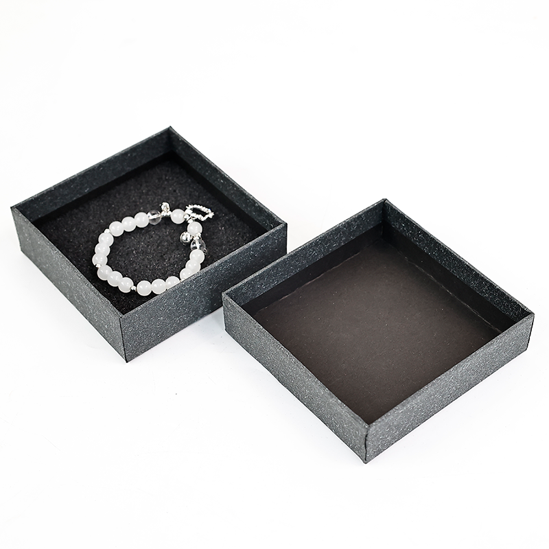 Dark grey square style jewelry box with lid