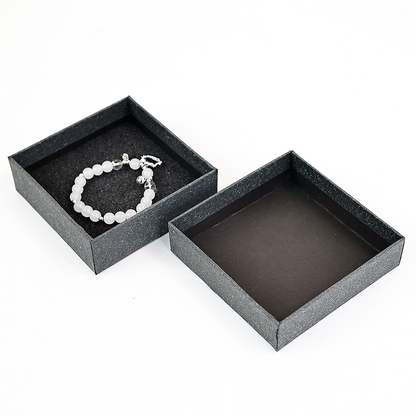 Dark grey square style jewelry box with lid