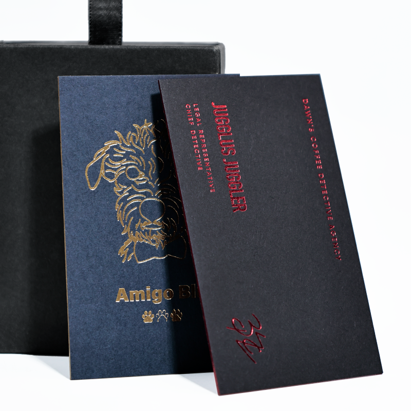 Blue and black card pattern, gold foil on the edges, red Craft