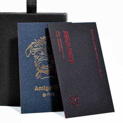 Blue and black card pattern, gold foil on the edges, red Craft