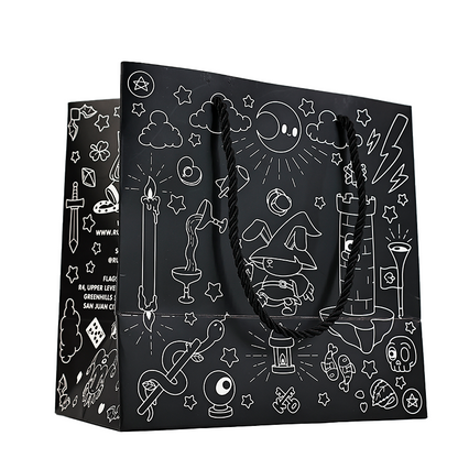 Black multi-pattern full-print paper bag