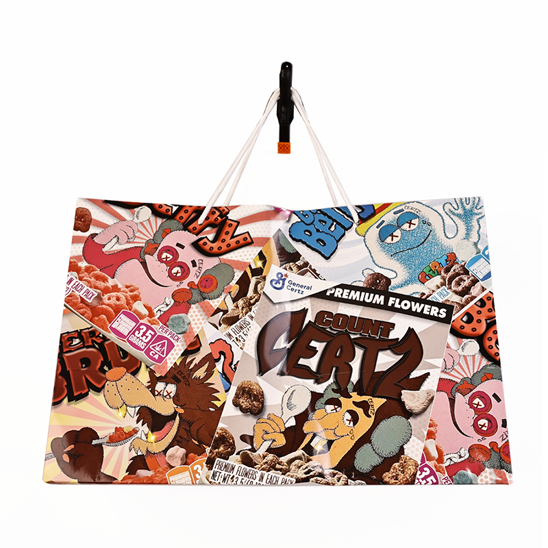 Full cartoon pattern color printing white card paper bag