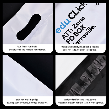 White long four-finger handle design self-adhesive courier bag