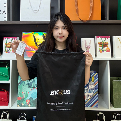 Black silk drawstring bag