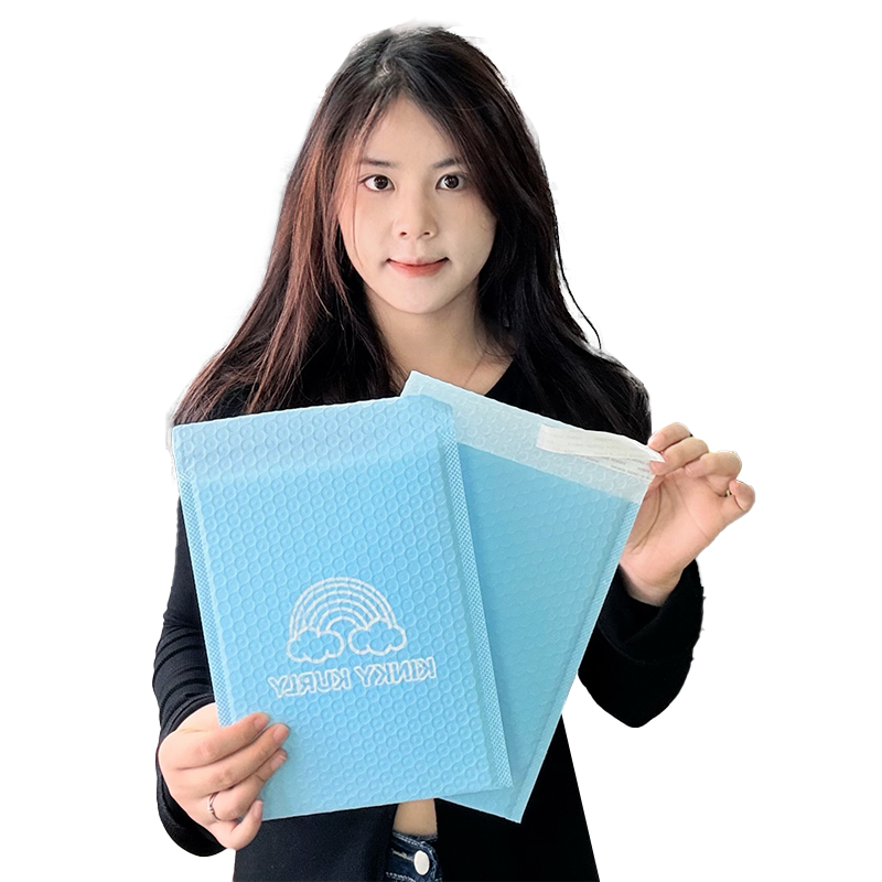 Blue self-adhesive bubble courier bag