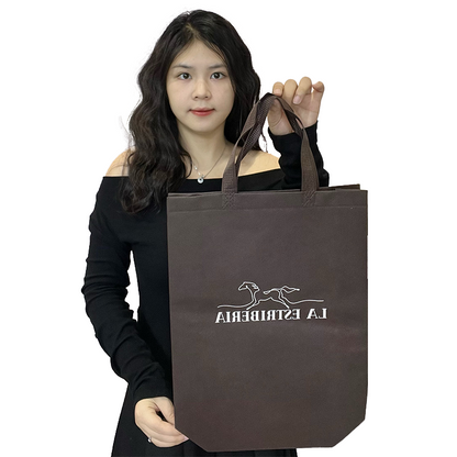 Brown long non-woven tote bag