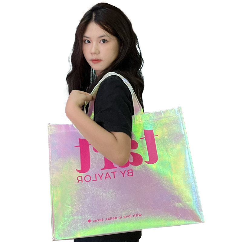 Laser gradient large size non-woven handbag