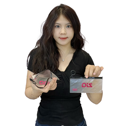 Long transparent frosted black ring zipper bag