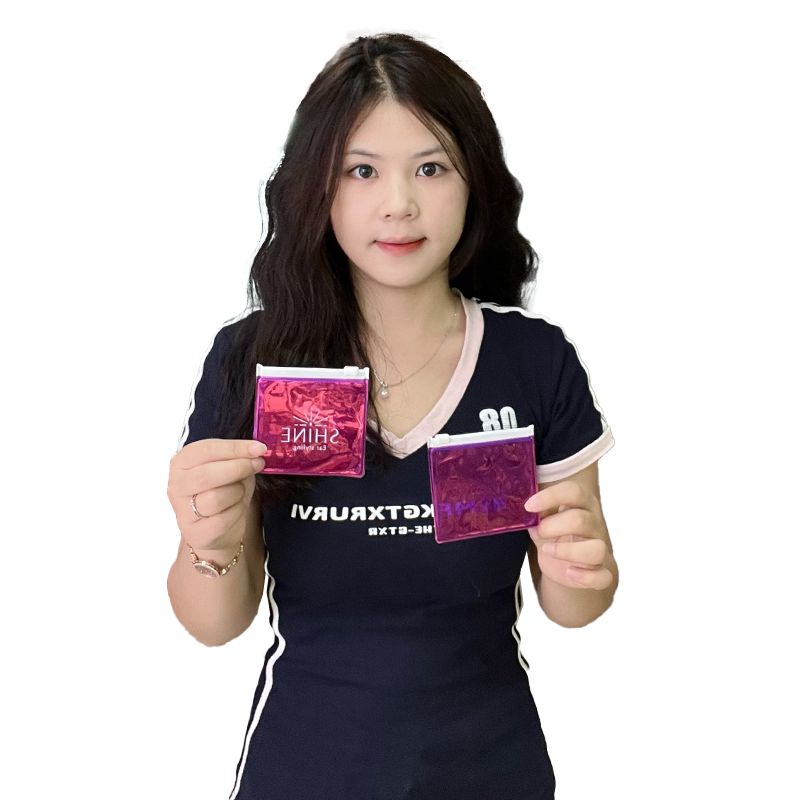 Small Size Square Purple PVC Zipper Bag