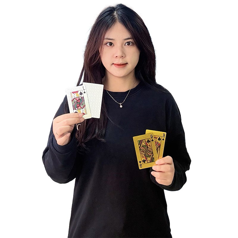 Gold and silver full-page glitter poker cards