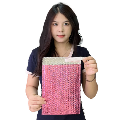 Pink laser self-adhesive aluminized bubble courier bag