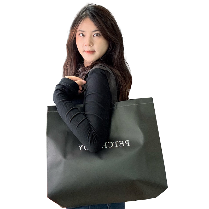 Black glossy multi-size non-woven tote bag