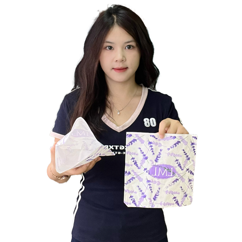 White kraft paper full lavender flat paper bag